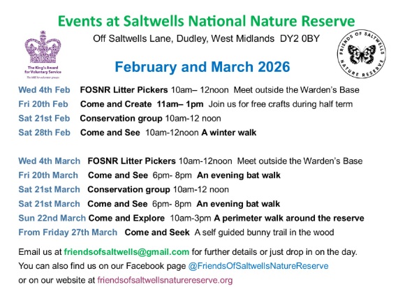 Friends of Saltwells Nature Reserve - Events February and March 2026